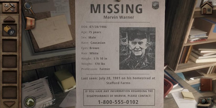 马文·华纳 (Marvin Warner) 的失踪人口传单，上面有他的黑白照片和有关他的个人信息。